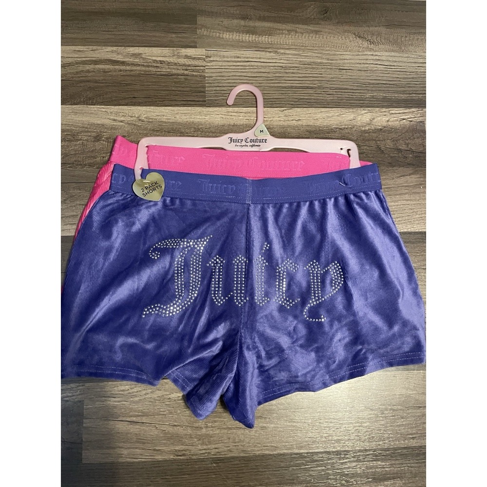 Juicy Couture 2-Pack Velour Sleeping Shorts Pink /Purple Loungewear Soft!